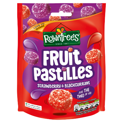 Rowntrees - Fruit Pastilles Strawberry and Blackcurrant 150g