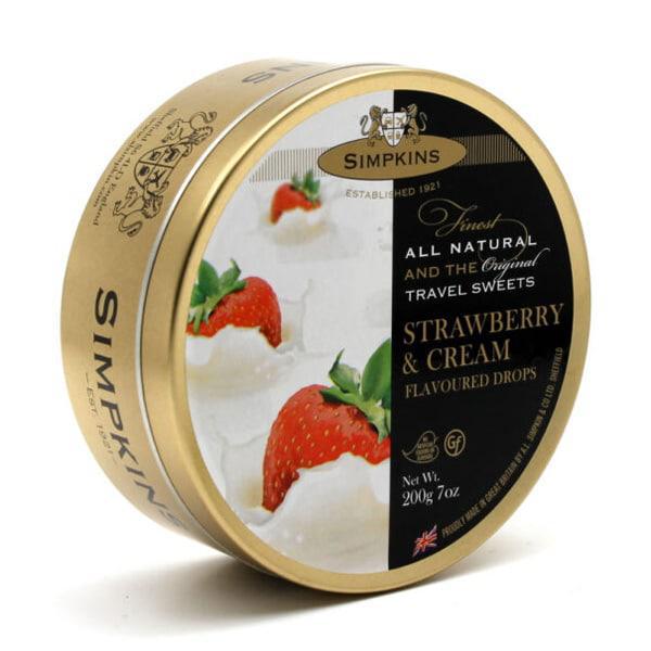 Simpkins - Strawberry & Cream Drops Travel Sweets Tin
