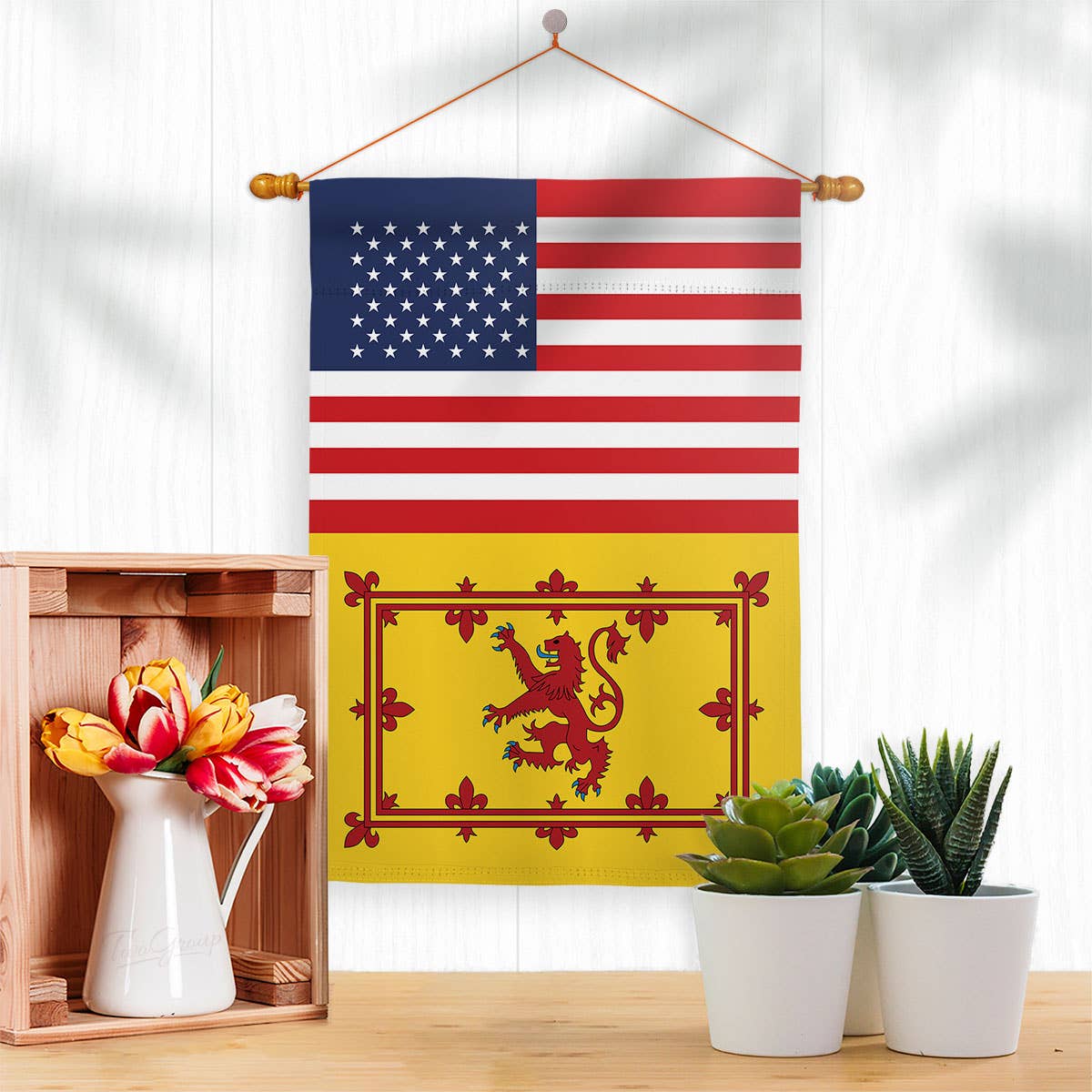 Royal Banner of Scotland US Friendship Nationality Flag: Garden Flag 13" x 18.5" Only / Double Sided-Thick Fabric