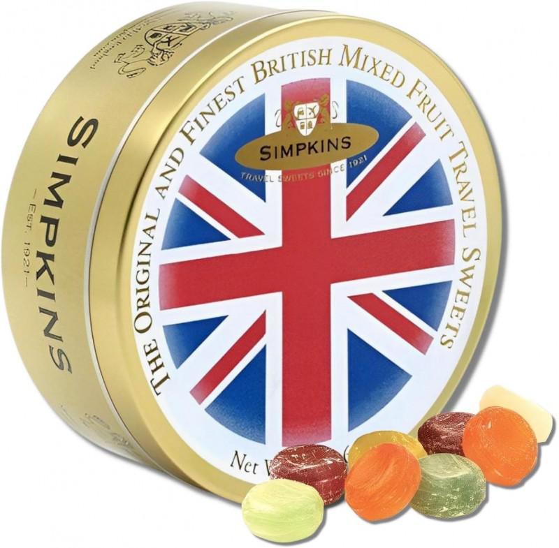 Simpkins - Union Jack Flag Mixed Fruit Drops Travel Sweets Tin
