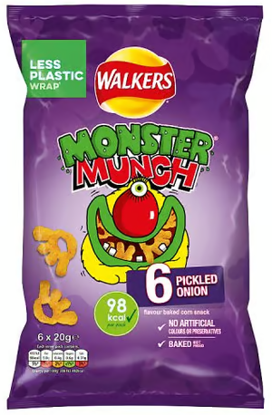 Walkers Crisps - Monster Munch, 6x25g pack