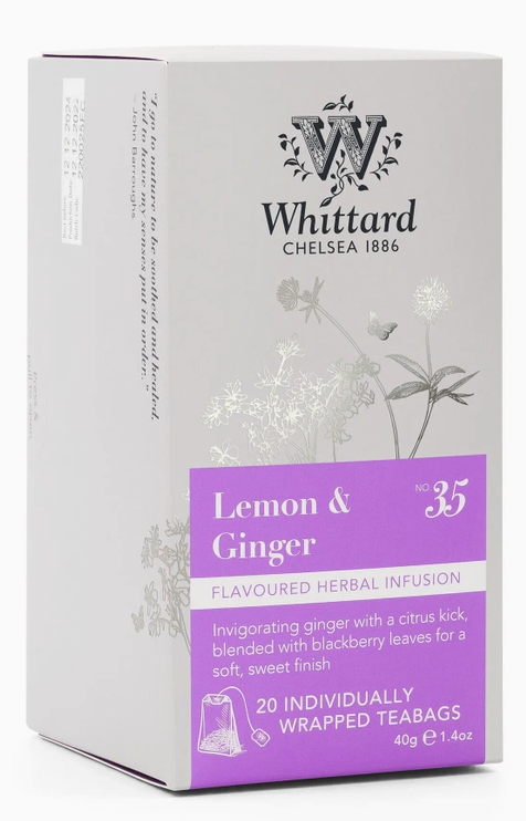 Whittard of Chelsea Lemon & Ginger 20 Individually Wrapped Teabags