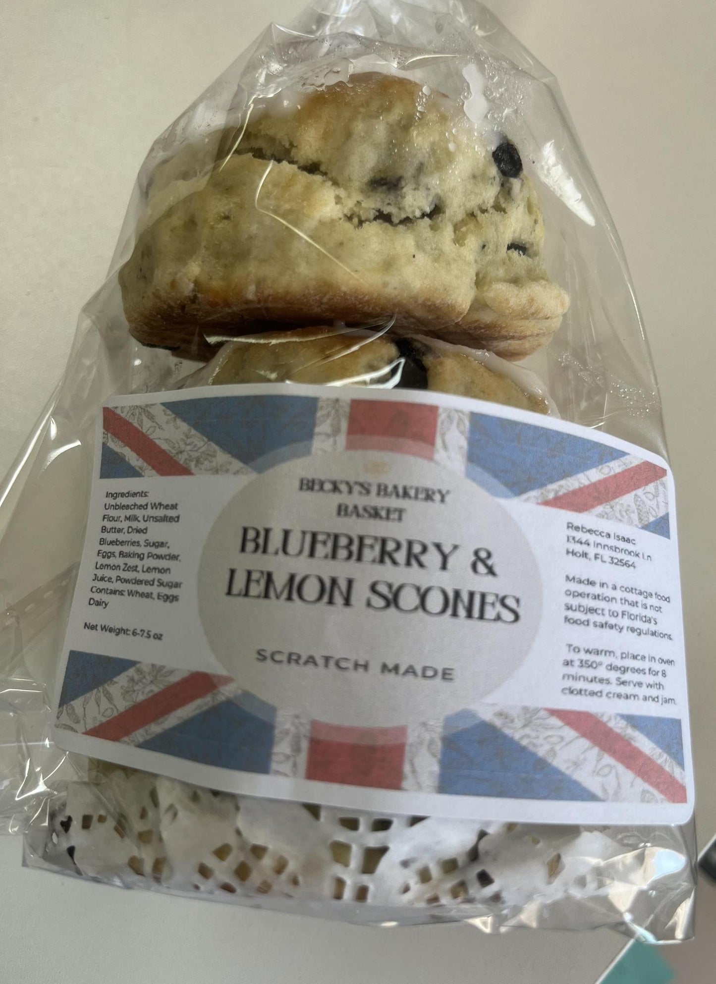 Becky's Bakery Basket - Blueberry & Lemon Scones