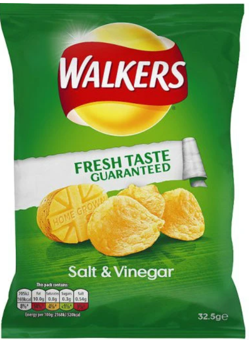 Walkers Crisps - Salt & Vinegar, 32.5g
