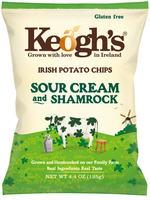 Keogh’s Sour Cream and Shamrock Crisps 125g 4.4oz