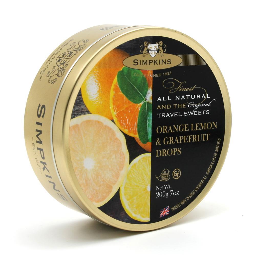 Simpkins - Orange Lemon and Grapefruit Drops Travel Sweets Tin