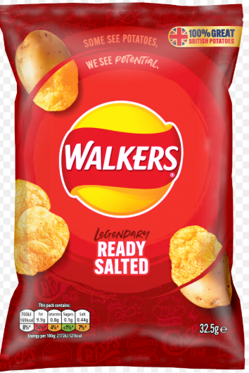 Walkers Crisps - Ready Salted, 32.5g