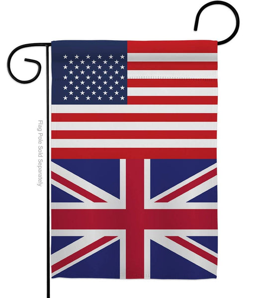 United Kingdom US Friendship Regional Nationality USA Flag: Garden Flag 13" x 18.5" Only / Double Sided-Thick Fabric