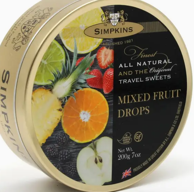 Simpkins - Mixed Fruit Drops Travel Sweets Tin