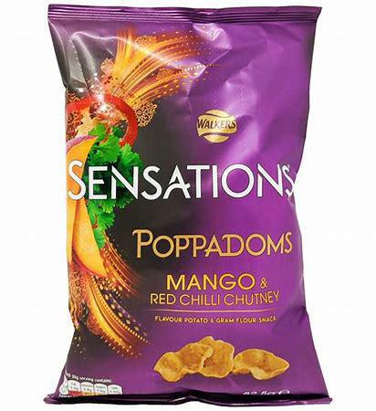 Walkers Crisps - Sensations Mango & Red Chilli Chutney Poppadoms 82.5g