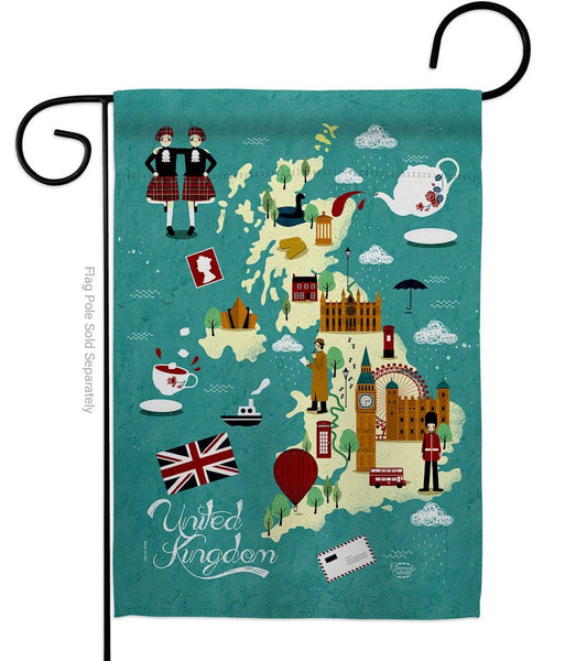 Flag British Fun United Kingdom Garden House 2-Sided Home: Garden Flag 13" x 18.5" Only / Double Sided-Thick Fabric